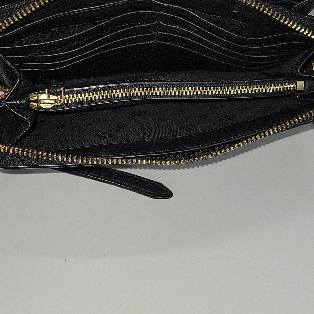Tory Burch Black Pebbled Leather Flap Front Crossbody Bag